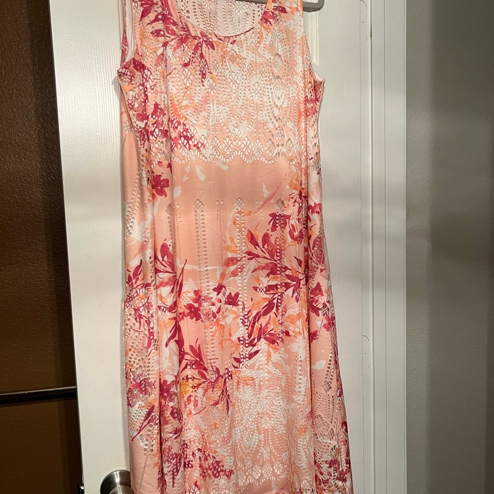 Peach and white sleeveless dress